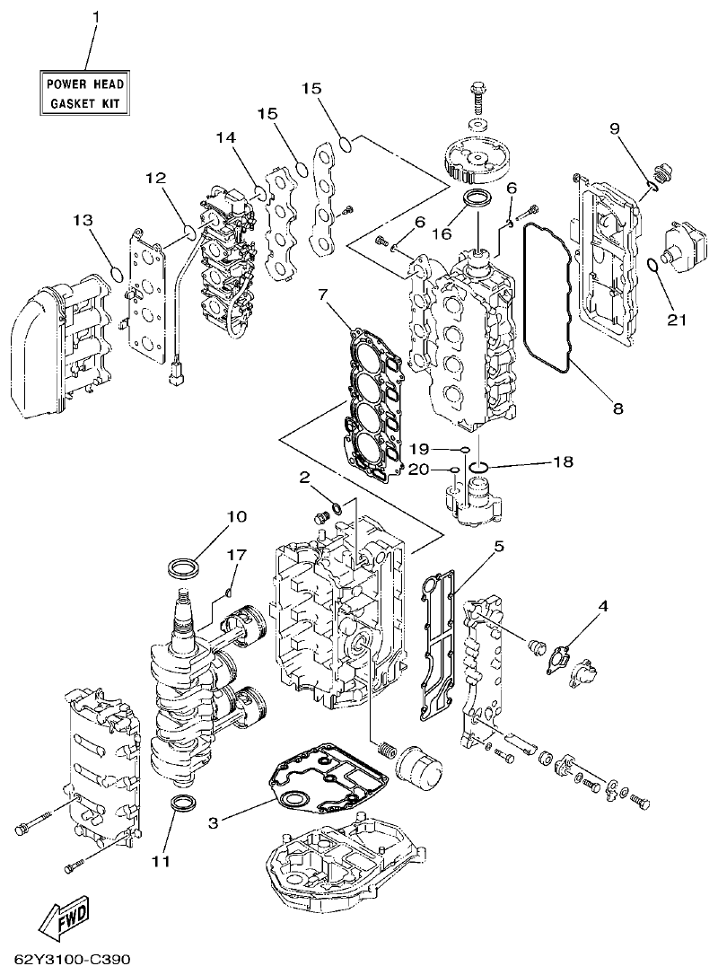 Yamaha F50A, FT50B REPAIR KIT 1 parts diagram